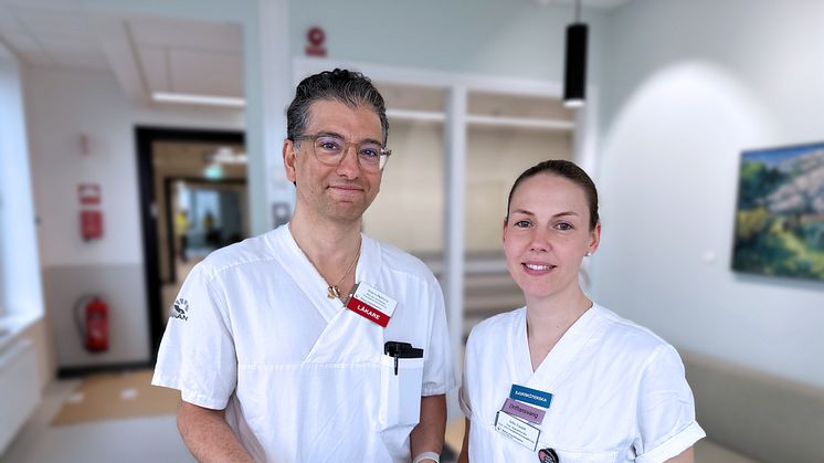 Alireza Biglarnia, transplantationskirurg, och Sofie Cardell, sjuksköterska på njur- och transplantationsavdelning Malmö, samarbetade kring den första patienten som fick den nya och banbrytande enzymbehandlingen inför en njurtransplantation.