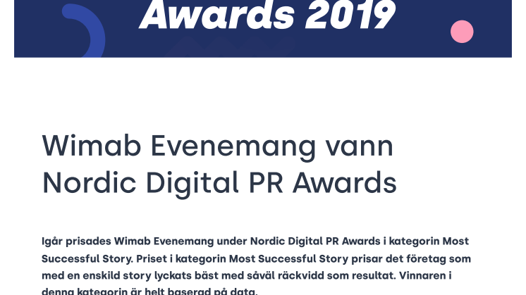 Wimab Evenemang vann Nordic Digital PR Awards
