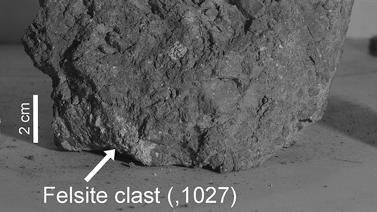 Ett fragment av den här månstenen har ett ursprung från jorden visar ny forskning från Naturhistoriska riksmuseet. Stenen togs hem av Apollo 14 år 1971.