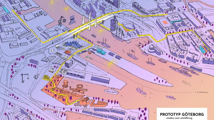 Välkommen till Prototyp Göteborg i Frihamnen den 10 maj och träffa några personer som anammat prototypandet när framtidens Göteborg byggs. Illustration: Rocio Soto.