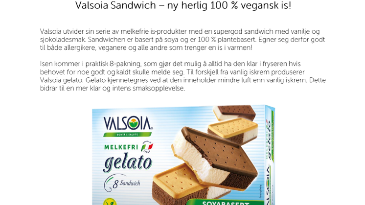  Valsoia Sandwich – ny herlig 100 % vegansk is!