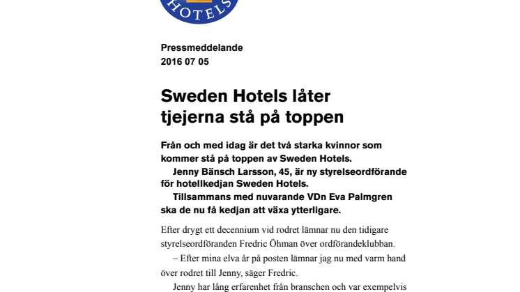 Sweden Hotels låter tjejerna stå på toppen