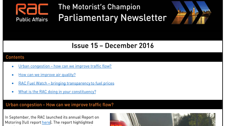 RAC Parliamentary Newsletter #15 - December 2016