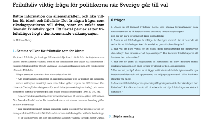 Friluftsliv viktig fråga för politikerna när Sverige går till val