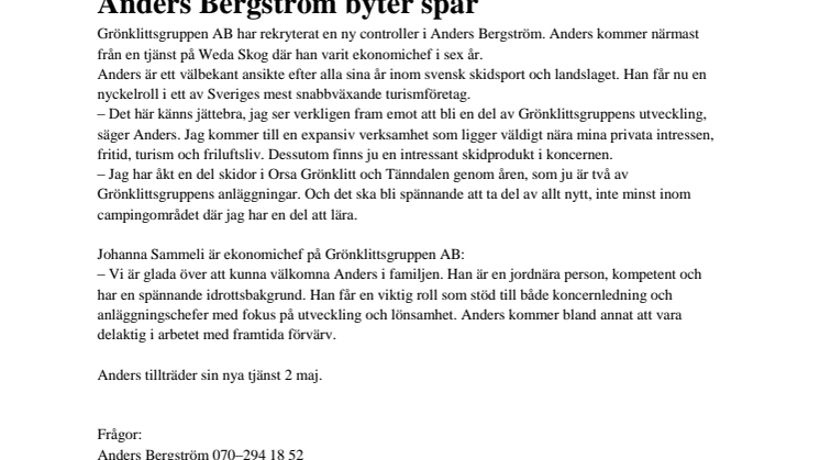 Anders Bergström byter spår