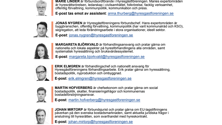 Hyresgästföreningens experter i Almedalen 2019