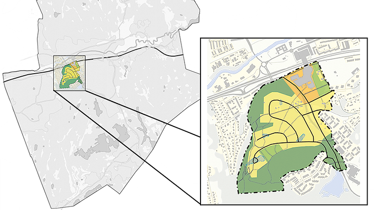 Planområdets placering i Partille.