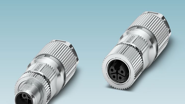M12 Power connectors for assembly with compact crimp connection