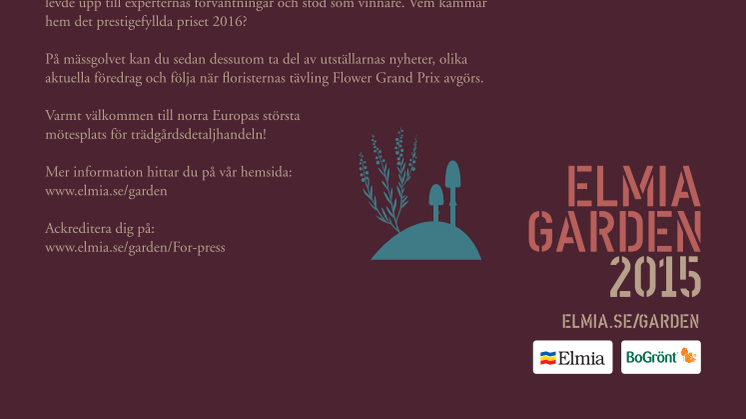 Välkommen till Elmia Gardens pressvisning den 29/9 kl 12.30