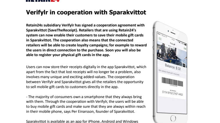 Verifylr in cooperation with Sparakvittot