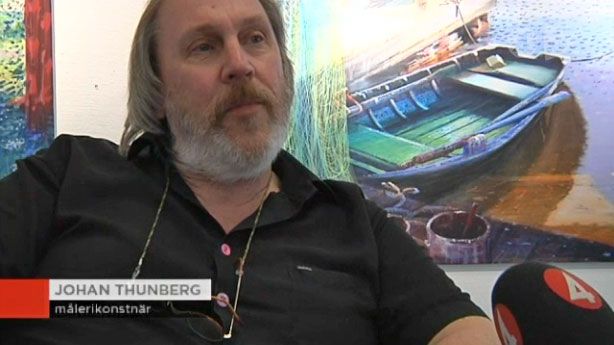 Konstnären Johan Thunberg i TV 4 om den aktuella utställningen "Kärleken till landskapet"