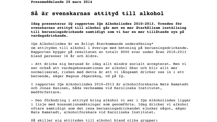Så är svenskarnas attityd till alkohol
