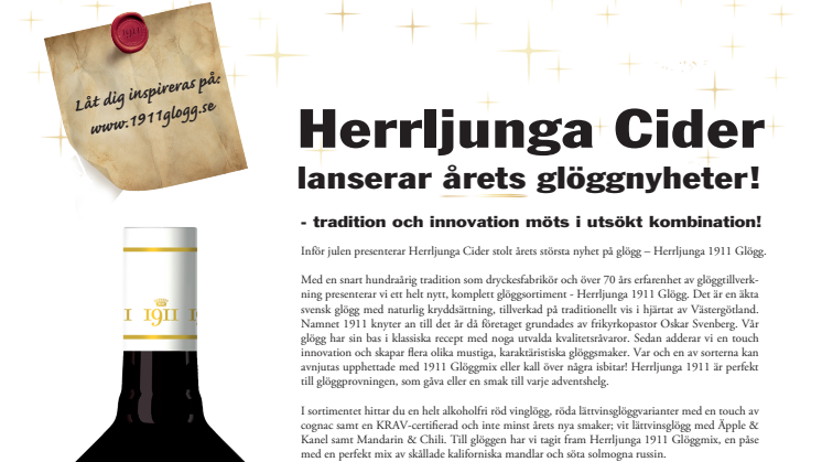 Herrljunga Cider lanserar årets glöggnyheter!