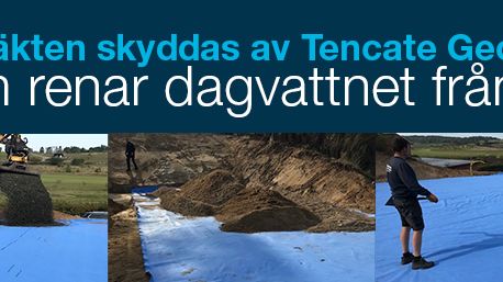 Vattentäkten skyddas av Tencate GeoClean –  som renar dagvattnet från olja