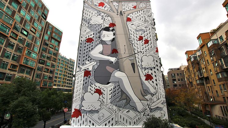 Målning av street art konstnären Millo