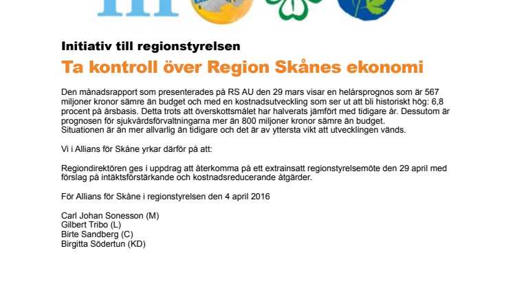 Initiativ till regionstyrelsen 160404