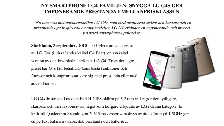 NY SMARTPHONE I G4-FAMILJEN: SNYGGA LG G4S GER IMPONERANDE PRESTANDA I MELLANPRISKLASSEN 