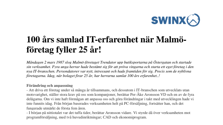 100 års samlad IT-erfarenhet när Malmö-företag fyller 25 år!