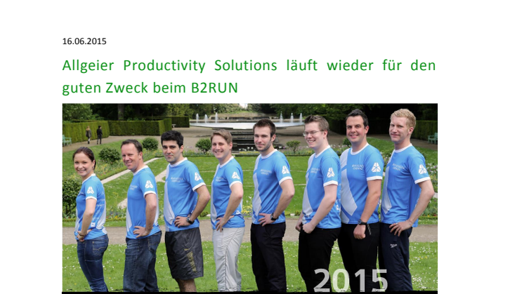 Allgeier Productivity Solutions läuft wieder für den guten Zweck beim B2RUN
