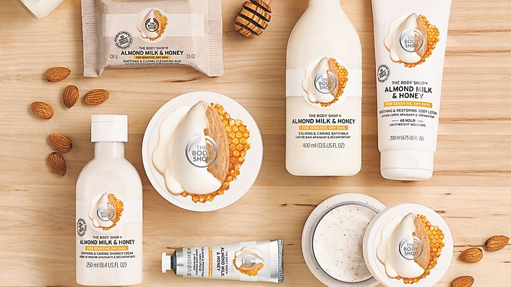 ​Den nya vårdande kroppsvårdsserien från The Body Shop, Almond Milk & Honey som lanseras i butik 1 mars