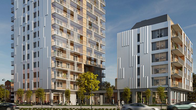 I kvarteret Hulte kommer det att byggas 90 lägenheter i två hus som binds samman av ett entréplan.