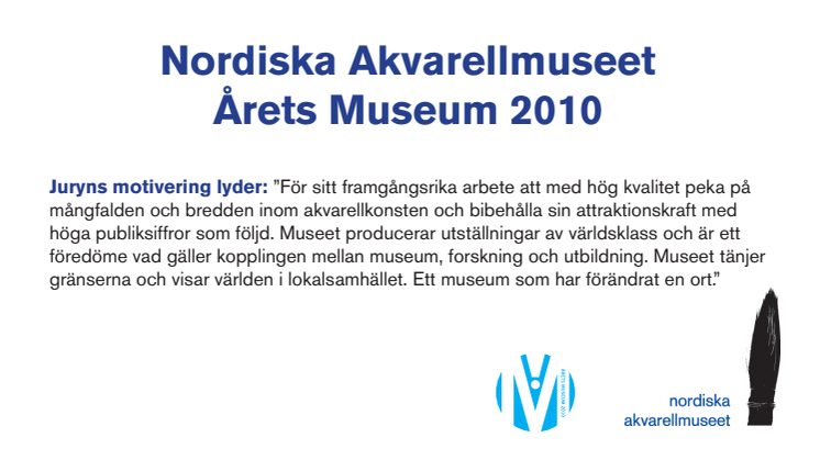 Nordiska Akvarellmuseet Årets Museum 2010