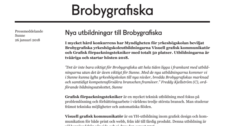 Nya utbildningar till Brobygrafiska - Visuell grafisk kommunikatör och Grafisk förpackningstekniker