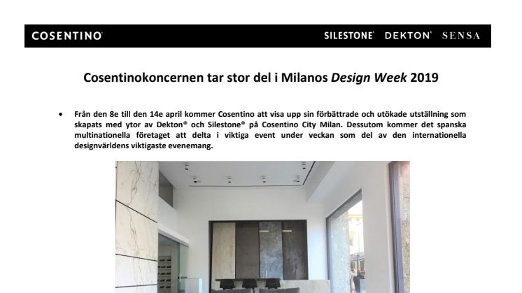 Cosentinokoncernen tar stor del i Milanos Design Week 2019