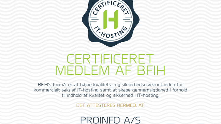 Certificeret medlem af BFIH
