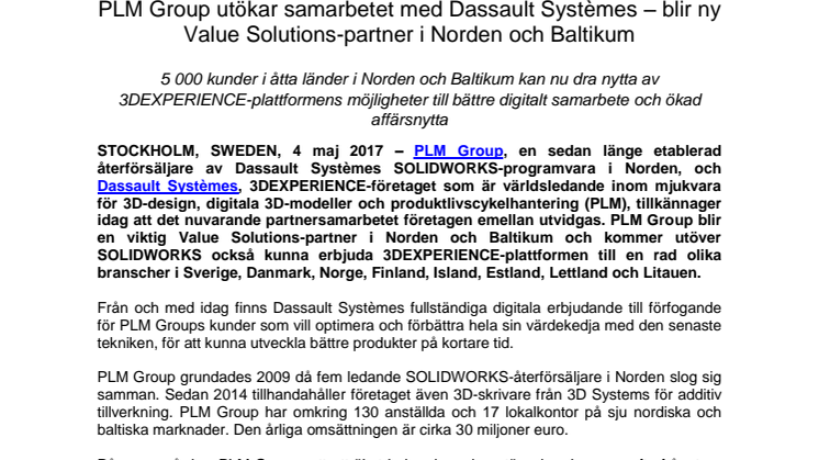 ​PLM Group utökar samarbetet med Dassault Systèmes – blir ny Value Solutions-partner i Norden och Baltikum