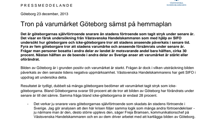 Tron på varumärket Göteborg sämst på hemmaplan