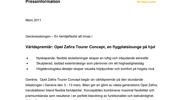 Världspremiär: Opel Zafira Tourer Concept, en flygplatslounge på hjul