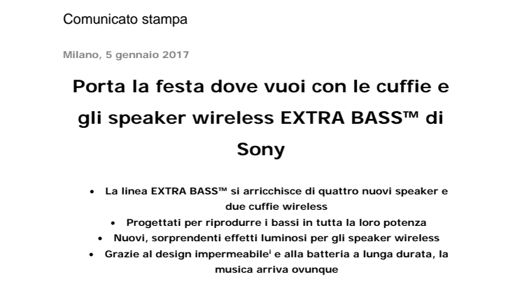 Porta la festa dove vuoi con le cuffie e gli speaker wireless EXTRA BASS™ di Sony