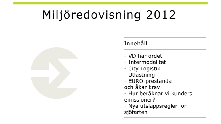 Miljöredovisning för TransFargos verksamhet 2012