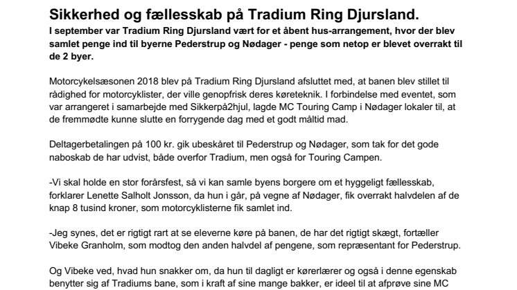 Sikkerhed og fællesskab på Tradium Ring Djursland.