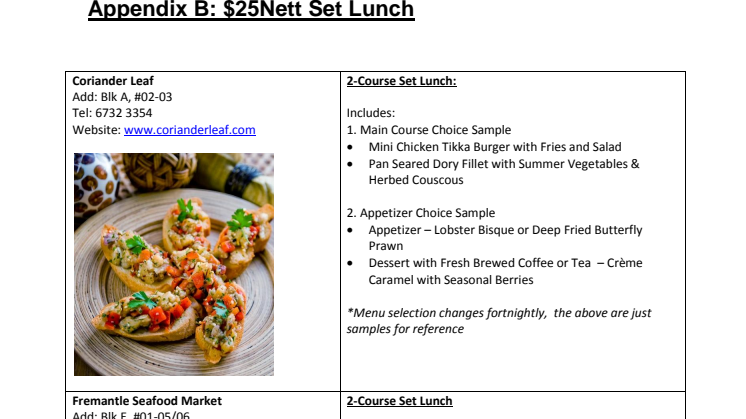 Annex B: $25 Nett Set Lunch
