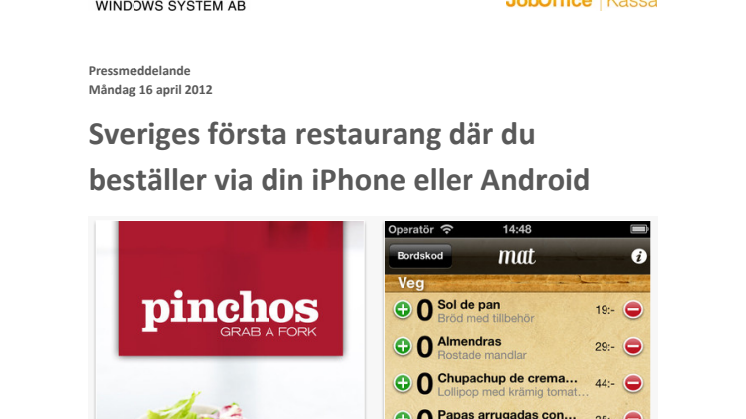 Sveriges första restaurang där du beställer via din iPhone eller Android