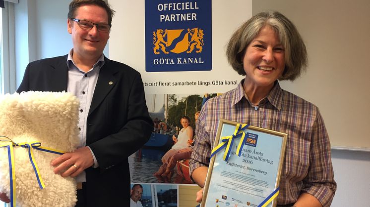Kaffeteriet i Borensberg har utsetts till Årets Längs Göta kanalföretag