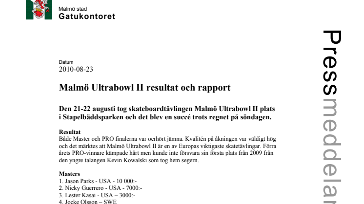 Malmö Ultrabowl II resultat och rapport