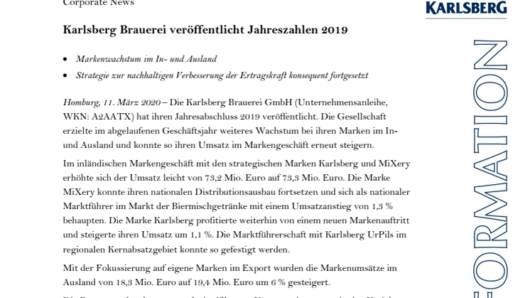 Pressinfo_Jahreszahlen_Karlsberg Brauerei_2019