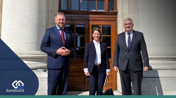 Left to right: Thomas Byrne T.D., Maria Jepsen, and Ivailo Kalfin. Photo © Eurofound 2021, Mary McCaughey