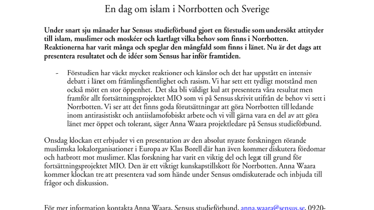 En dag om islam i Norrbotten och Sverige