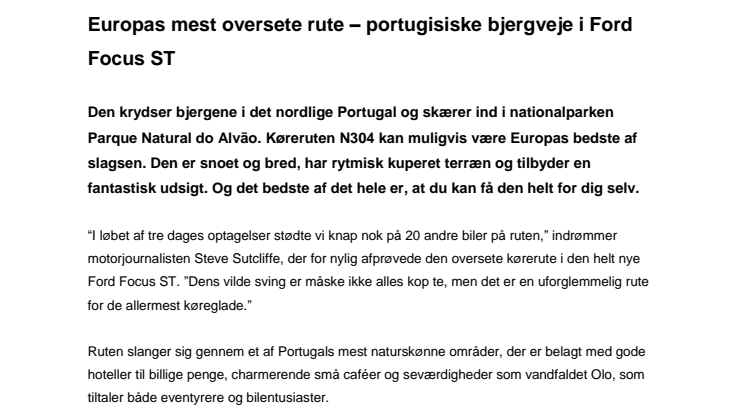 Europas mest oversete rute – portugisiske bjergveje i Ford Focus ST