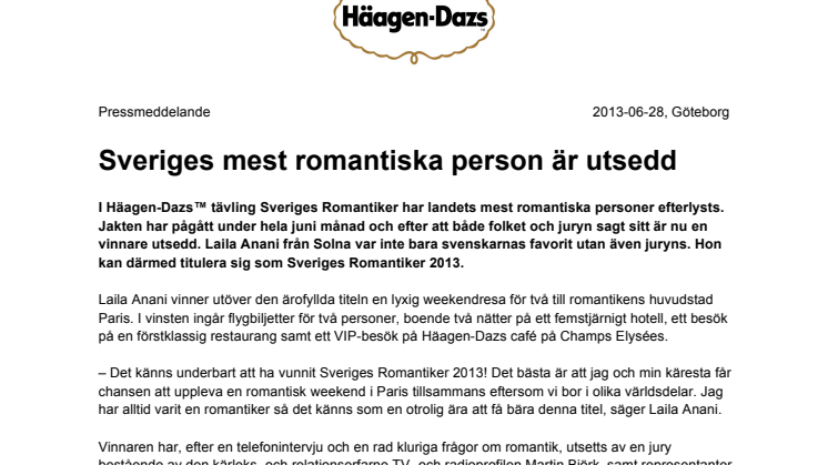Sveriges mest romantiska person är utsedd