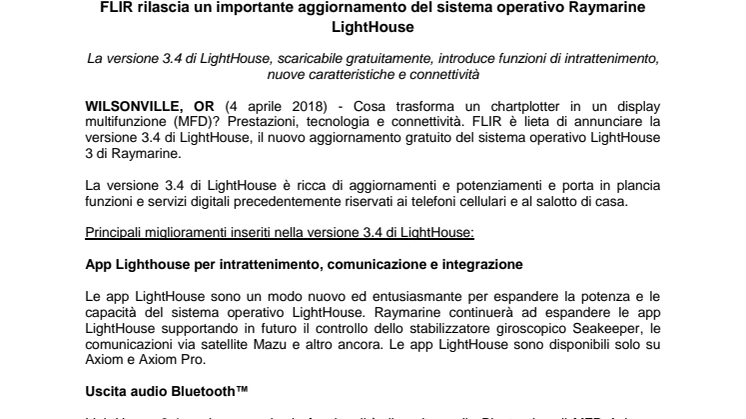 Raymarine: FLIR rilascia un importante aggiornamento del sistema operativo Raymarine LightHouse