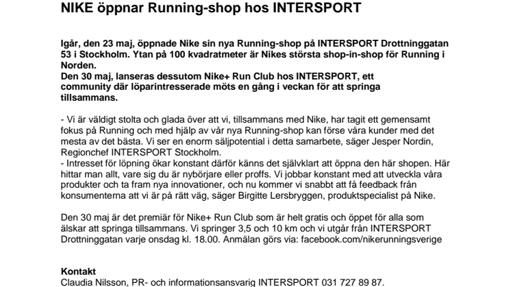 NIKE öppnar Running-shop hos INTERSPORT