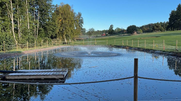 Väddö Golfklubb, damm och bevattningssystem med återanvändning av renat avloppsvatten.