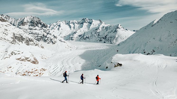 Schneeschuhläufer in der Aletsch Arena, Wallis (c) Schweiz Tourismus, Silvano Zeiter