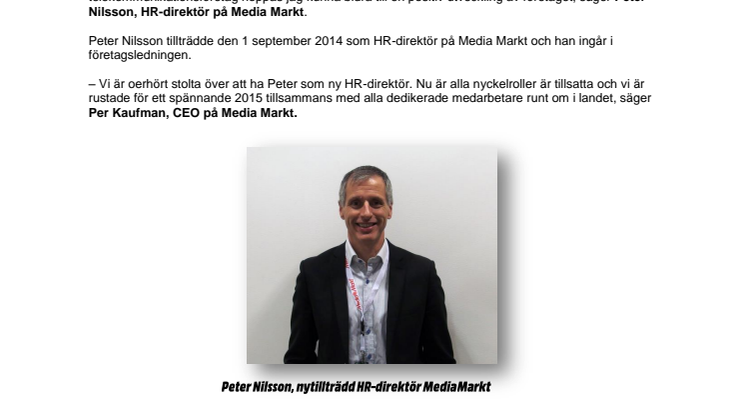 Media Markt stärker upp organisationen ytterligare: Peter Nilsson ny HR-direktör