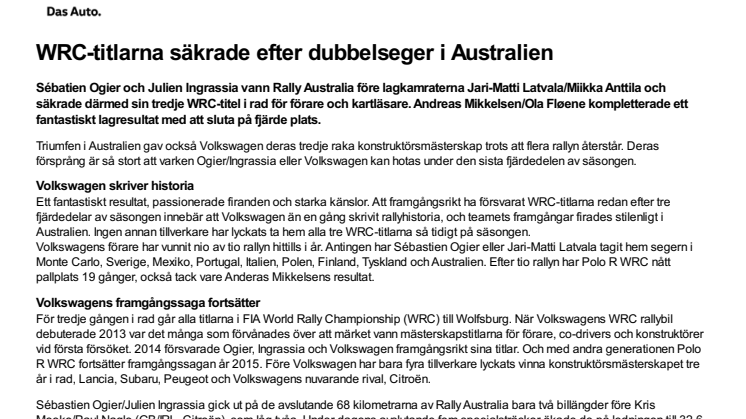 WRC-titlarna säkrade efter dubbelseger i Australien